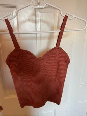wild fable Rust Ribbed Sweetheart Cami